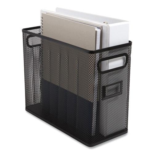 Wire Mesh Box-Style Vertical Document Organizer, 1 Section, Letter-Size, 5.79 x 12.4 x 10.16, Matte Black. Picture 1