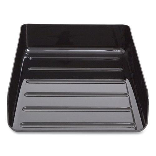 Front-Load Stackable Plastic Document Tray, 1 Section, Letter-Size, 9.81 x 12.56 x 3.01, Black, 2/Pack. Picture 1
