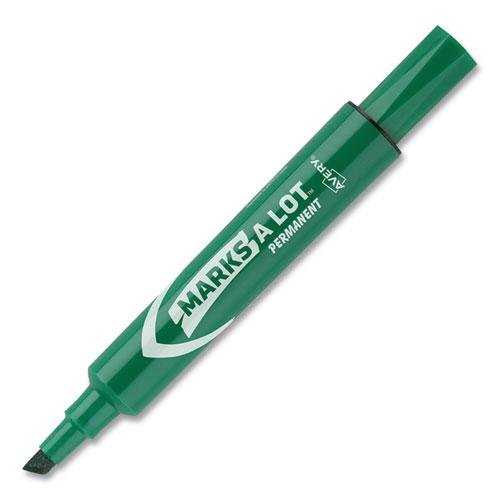 MARKS A LOT Regular Desk-Style Permanent Marker, Broad Chisel Tip, Green, Dozen (7885). Picture 10