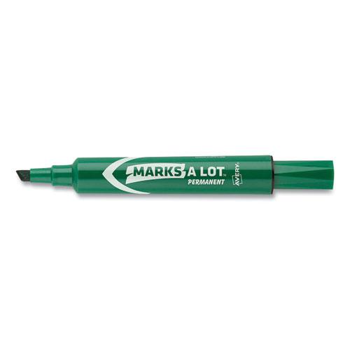 MARKS A LOT Regular Desk-Style Permanent Marker, Broad Chisel Tip, Green, Dozen (7885). Picture 9