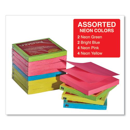 Fan-Folded Self-Stick Pop-Up Note Pads, 3" x 3", Assorted Neon Colors, 100 Sheets/Pad, 12 Pads/Pack. Picture 5
