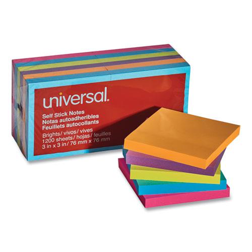 Self-Stick Note Pads, 3" x 3", Assorted Bright Colors, 100 Sheets/Pad, 12 Pads/Pack. Picture 6