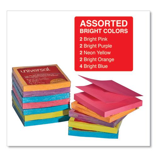 Fan-Folded Self-Stick Pop-Up Note Pads, 3" x 3", Assorted Bright Colors, 100 Sheets/Pad, 12 Pads/Pack. Picture 4