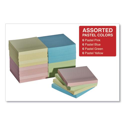 Self-Stick Note Pad Cabinet Pack, 3" x 3", Assorted Pastel Colors, 90 Sheets/Pad, 24 Pads/Pack. Picture 2