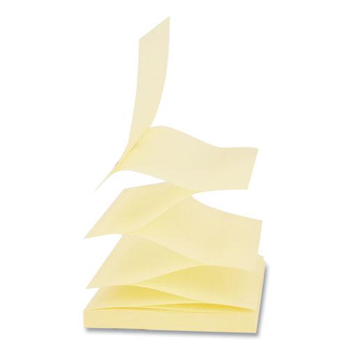 Fan-Folded Self-Stick Pop-Up Note Pads Cabinet Pack, 3" x 3", Yellow, 90 Sheets/Pad, 24 Pads/Pack. Picture 2