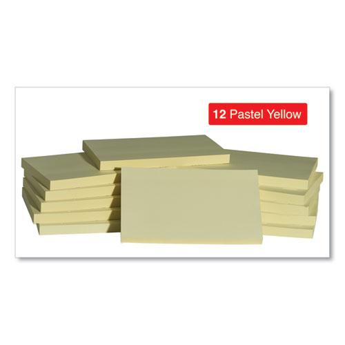 Self-Stick Note Pads, 3" x 5", Yellow, 100 Sheets/Pad, 12 Pads/Pack. Picture 4