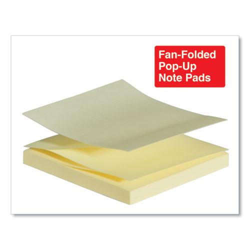 Fan-Folded Self-Stick Pop-Up Note Pads, 3" x 3", Yellow, 100 Sheets/Pad, 12 Pads/Pack. Picture 2