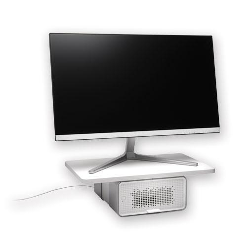 FreshView Wellness Monitor Stand with Air Purifier, For 27" Monitors, 22.5" x 11.5" x 5.4", White, Supports 200 lbs. Picture 2