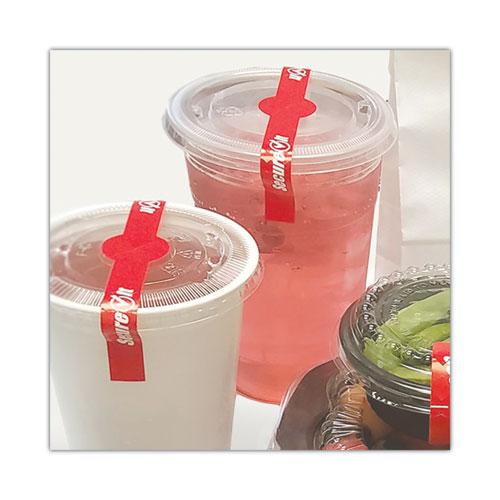 SecureIT Tamper Evident Food Container Seals, 1" x 7", Red, Paper, 250/Roll, 2 Rolls/Pack. Picture 1
