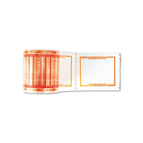 Pouch Tape, 3" Core, 5" x 6", Transparent, Orange Border. Picture 3