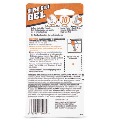 Super Glue Gel, 0.53 oz, Dries Clear, 4/Carton. Picture 3