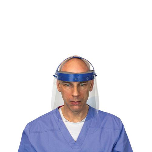 Fully Assembled Full Length Face Shield with Head Gear, 16.5 x 10.25 x 11, Clear/Blue, 16/Carton. Picture 4