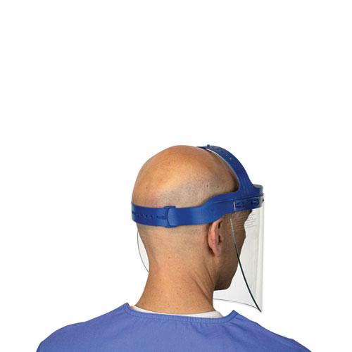Fully Assembled Full Length Face Shield with Head Gear, 16.5 x 10.25 x 11, Clear/Blue, 16/Carton. Picture 8