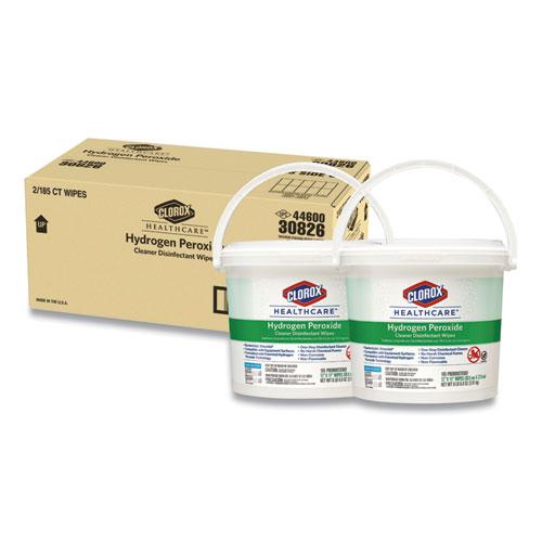 Hydrogen Peroxide Cleaner Disinfectant Wipes, 11 x 12, Unscented, White, 185/Canister, 2 Canisters/Carton. Picture 1