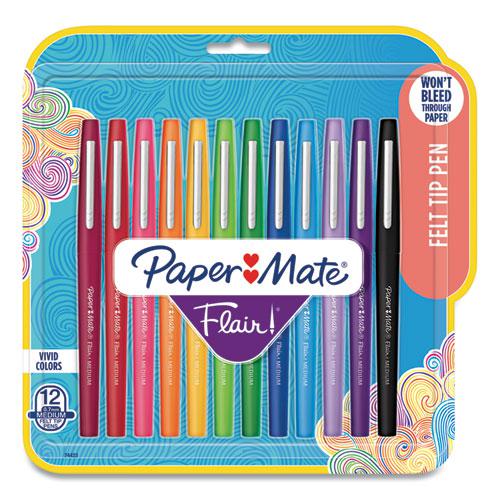 Point Guard Flair Felt Tip Porous Point Pen, Stick, Medium 0.7 mm, Assorted Ink and Barrel Colors, 12/Pack. The main picture.