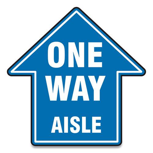 Slip-Gard Social Distance Floor Signs, 12 x 12, "One Way Aisle", Blue, 25/Pack. Picture 1