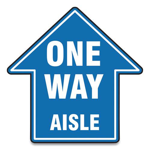 Slip-Gard Social Distance Floor Signs, 17 x 17, "One Way Aisle", Blue, 25/Pack. Picture 1