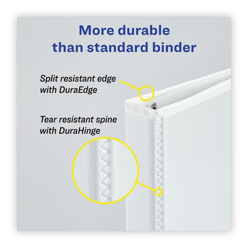 Heavy-Duty Non Stick View Binder with DuraHinge and Slant Rings, 3 Rings, 0.5" Capacity, 11 x 8.5, White, 4/Pack. Picture 4
