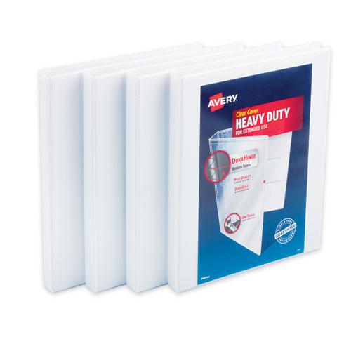 Heavy-Duty Non Stick View Binder with DuraHinge and Slant Rings, 3 Rings, 0.5" Capacity, 11 x 8.5, White, 4/Pack. Picture 1
