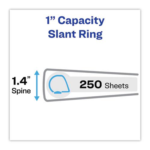 Heavy-Duty Non Stick View Binder with DuraHinge and Slant Rings, 3 Rings, 1" Capacity, 11 x 8.5, White, 4/Pack. Picture 2