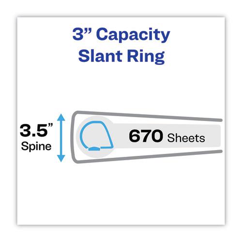 Heavy-Duty Non Stick View Binder with DuraHinge and Slant Rings, 3 Rings, 3" Capacity, 11 x 8.5, White, 2/Pack. Picture 2