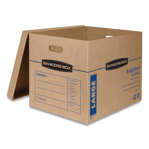 SmoothMove Classic Moving/Storage Boxes, Half Slotted Container (HSC), Large, 17" x 21" x 17", Brown/Blue, 5/Carton. Picture 2