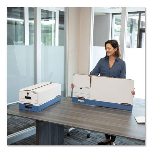 STOR/FILE Medium-Duty Strength Storage Boxes, Letter/Legal Files, 12.25" x 16" x 11", White/Blue, 4/Carton. Picture 7