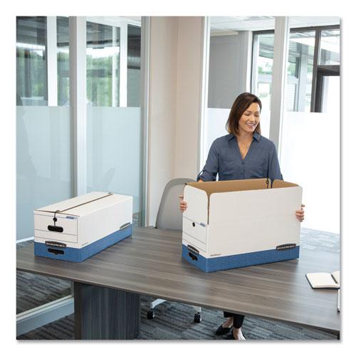 STOR/FILE Medium-Duty Strength Storage Boxes, Letter/Legal Files, 12.25" x 16" x 11", White/Blue, 4/Carton. Picture 2