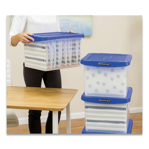 Heavy Duty Plastic File Storage, Letter/Legal Files, 14" x 17.38" x 10.5", Clear/Blue, 2/Pack. Picture 5