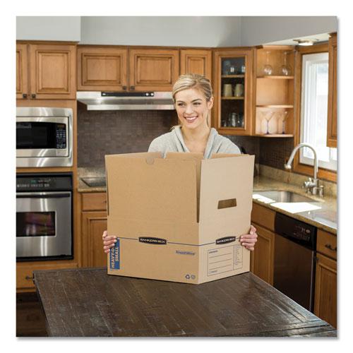 SmoothMove Maximum Strength Moving Boxes, Half Slotted Container (HSC), Small, 15" x 15" x 12", Brown/Blue, 8/Pack. Picture 5