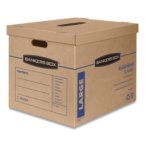 SmoothMove Classic Moving/Storage Boxes, Half Slotted Container (HSC), Large, 17" x 21" x 17", Brown/Blue, 5/Carton. Picture 1