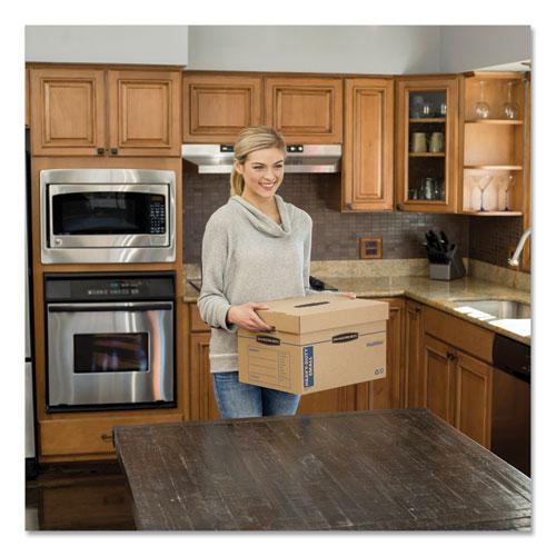 SmoothMove Maximum Strength Moving Boxes, Half Slotted Container (HSC), Small, 15" x 15" x 12", Brown/Blue, 8/Pack. Picture 7