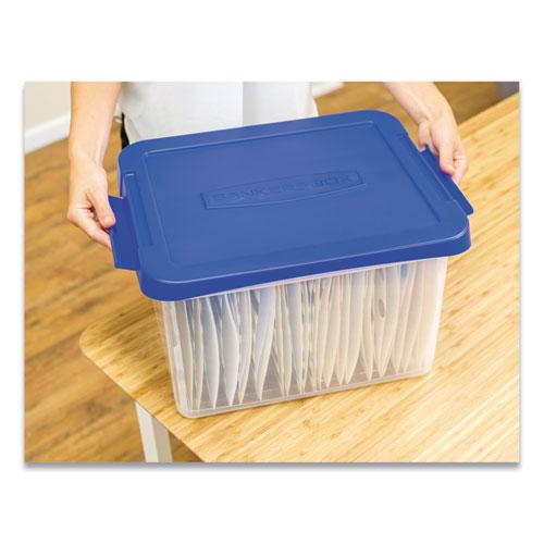 Heavy Duty Plastic File Storage, Letter/Legal Files, 14" x 17.38" x 10.5", Clear/Blue, 2/Pack. Picture 3