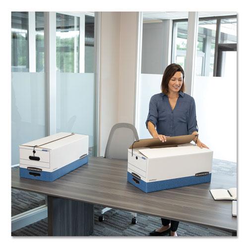 STOR/FILE Medium-Duty Strength Storage Boxes, Letter/Legal Files, 12.25" x 16" x 11", White/Blue, 4/Carton. Picture 3