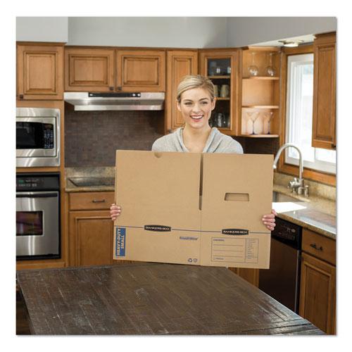 SmoothMove Maximum Strength Moving Boxes, Half Slotted Container (HSC), Small, 15" x 15" x 12", Brown/Blue, 8/Pack. Picture 4