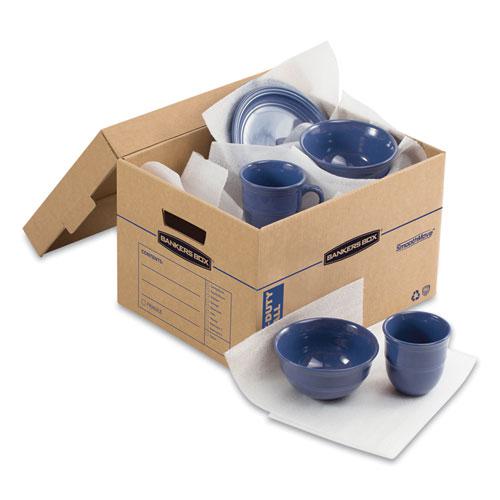 SmoothMove Maximum Strength Moving Boxes, Half Slotted Container (HSC), Small, 15" x 15" x 12", Brown/Blue, 8/Pack. Picture 3