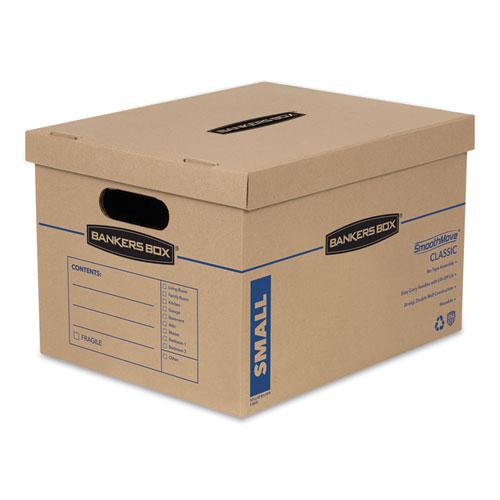 SmoothMove Classic Moving/Storage Boxes, Half Slotted Container (HSC), Small, 12" x 15" x 10", Brown/Blue, 15/Carton. Picture 1