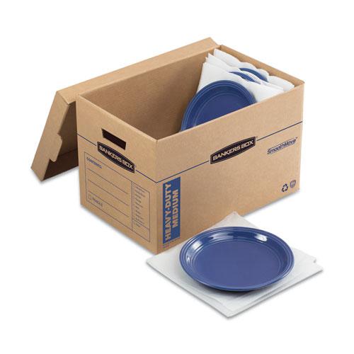 SmoothMove Kitchen Moving Kit with Dividers + Foam, Half Slotted Container (HSC), Medium, 12.25" x 18.5" x 12", Brown/Blue. Picture 2