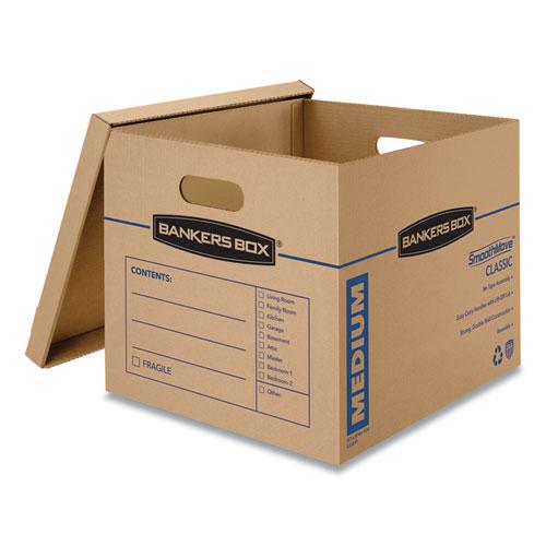 SmoothMove Classic Moving/Storage Boxes, Half Slotted Container (HSC), Medium, 15" x 18" x 14", Brown/Blue, 8/Carton. Picture 2