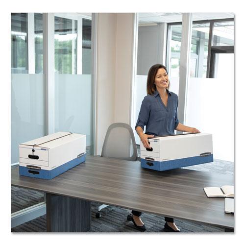 STOR/FILE Medium-Duty Strength Storage Boxes, Letter/Legal Files, 12.25" x 16" x 11", White/Blue, 4/Carton. Picture 5