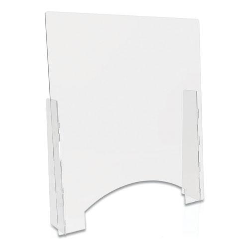 Counter Top Barrier with Pass Thru, 31.75" x 6" x 36", Polycarbonate, Clear, 2/Carton. Picture 1