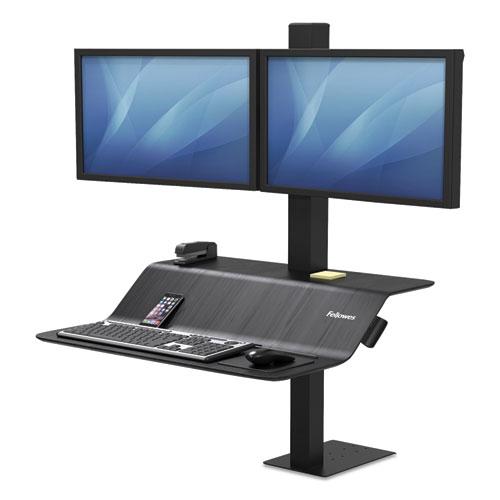 Lotus VE Sit-Stand Workstation - Dual, 29" x 28.5" x 42.5", Black. Picture 1