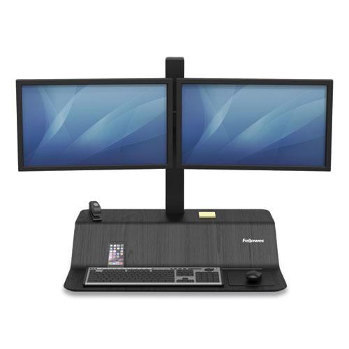 Lotus VE Sit-Stand Workstation - Dual, 29" x 28.5" x 42.5", Black. Picture 2