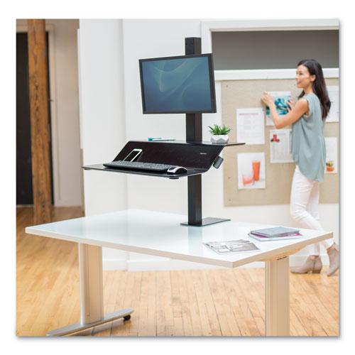 Lotus VE Sit-Stand Workstation, 29" x 28.5" x 27.5" to 42.5", Black. Picture 4