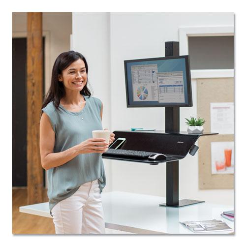Lotus VE Sit-Stand Workstation, 29" x 28.5" x 27.5" to 42.5", Black. Picture 5