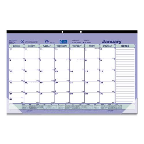 Monthly Desk Pad Calendar, 17.75 x 10.88, White/Blue/Green Sheets, Black Binding, Clear Corners, 12-Month (Jan to Dec): 2024. Picture 1