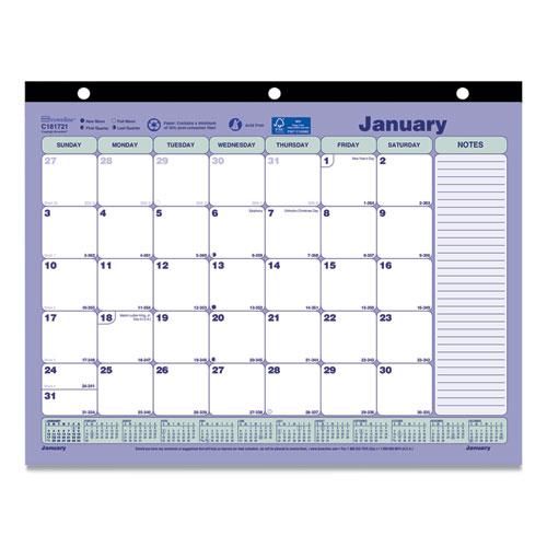 Monthly Desk Pad Calendar, 11 x 8.5, White/Blue/Green Sheets, Black Binding, 12-Month (Jan to Dec): 2024. Picture 1