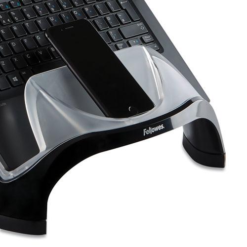 Smart Suites Laptop Riser with USB, 13.13" x 10.63" x 7.5", Black/Clear. Picture 4