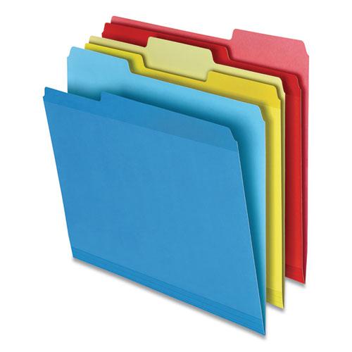 Poly Reinforced File Folder, 1/3-Cut Tabs: Assorted, Letter Size, Assorted Colors, 100/Pack. Picture 1