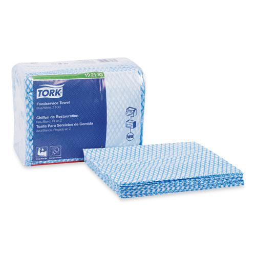 Small Pack Foodservice Cloth, 1-Ply, 11.75 x 14.75, Unscented, Blue/White, 80/Poly Pack, 4 Packs/Carton. Picture 2